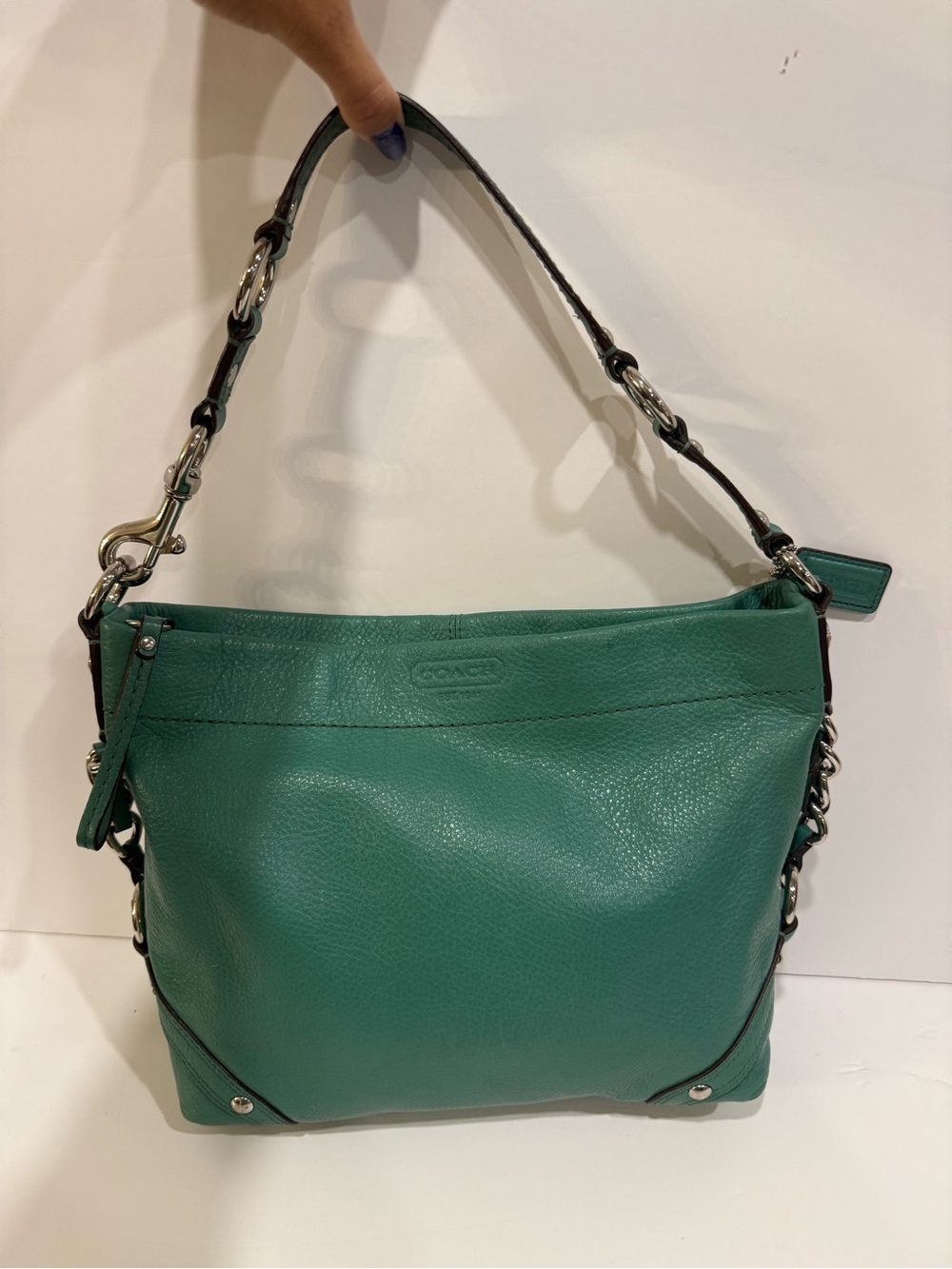 Vintage Coach Zoey Hobo Bag Jade Green Leather F15251